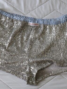 Hand Over Silver Sequin Bike Shorts